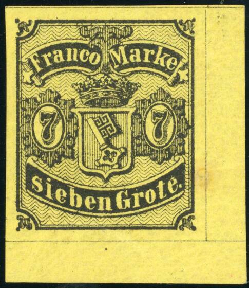 BREMEN 1860 MiNr. 3 a Bogenecke