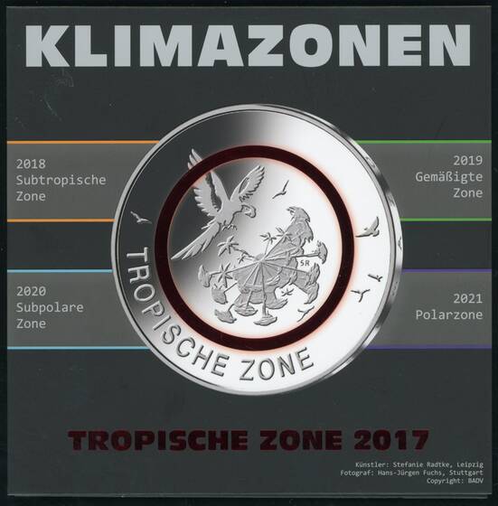 BRD 2017 5 x 5 Euro Tropische Zone Komplettsatz