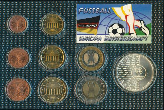 PORTUGAL - BRD 2003-2002 Euro-Kursmünzensatz mit 8 Euro Silber