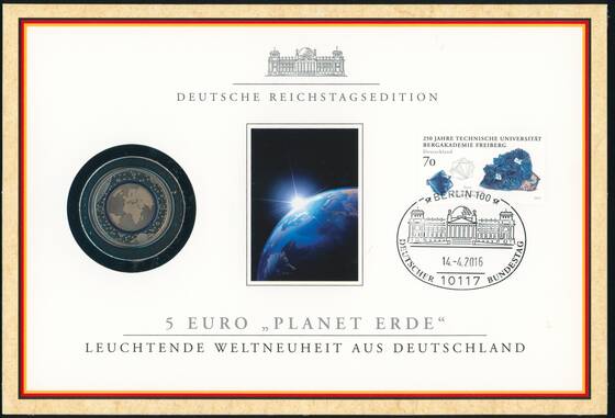 BRD 2016/2016 Numiskarte 5 Euro Planet Erde