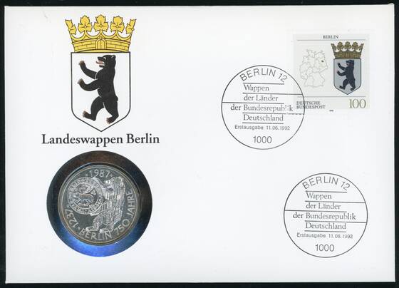 BRD 1987/1992 Numisbrief Landeswappen Berlin