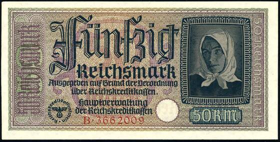 II.WK. Reichskreditkasse 50 Reichsmark ZWK-6 a)