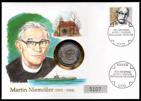 BRD 1983/1992 Numisbrief Martin Niemöller 