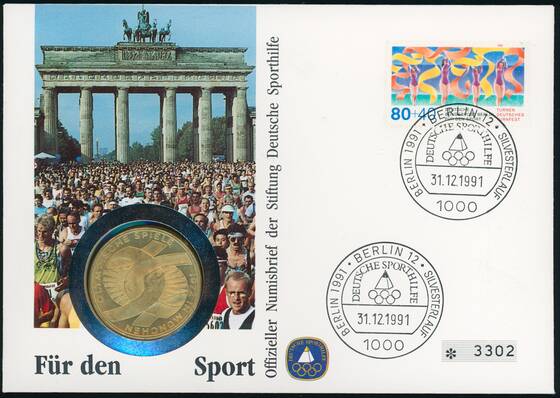 BRD 1972/1991 Numisbrief "Für den Sport/Stiftung Deutsche Sporthilfe"
