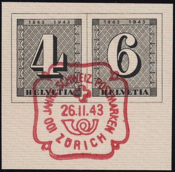 SCHWEIZ 1943 MiNr. 417-418 Herzstück aus Block 8