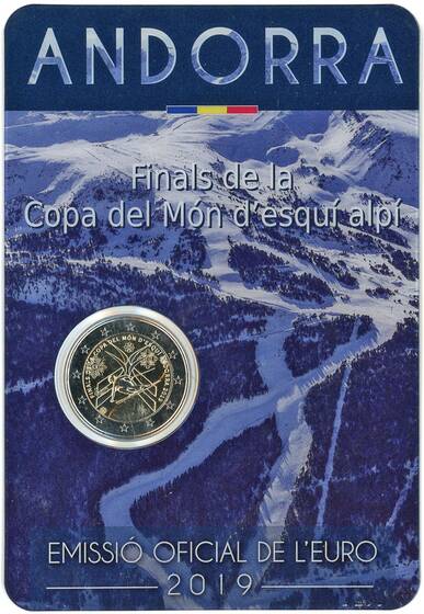 ANDORRA 2019 Coincard 2 Euro Copa del Món d´esquí alpí