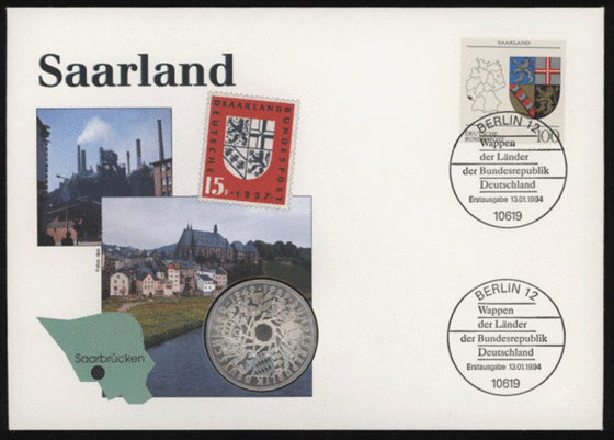 BRD 1989/1994 Numisbrief "Saarland"