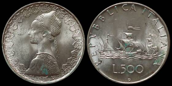 ITALIEN 500 Lire Silber aus 1958-2001