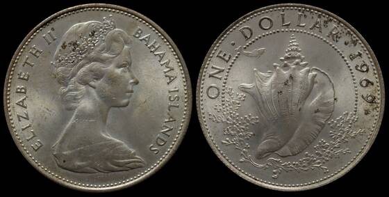 BAHAMAS 1 Dollar Silber 1969