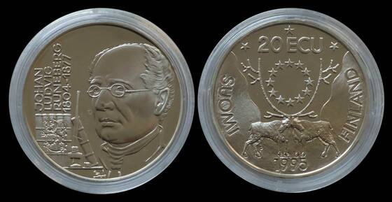 FINNLAND 20 ECU Silber 1995 Johan Ludvig Runeberg