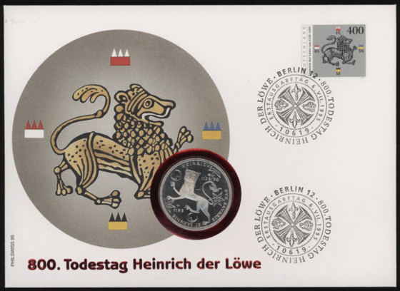 BRD 1995/1995 Numisbrief "800. Todestag Heinrich der Löwe"