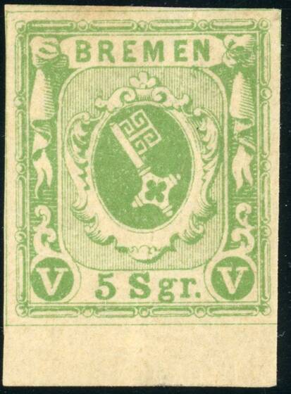 BREMEN 1859 MiNr. 4 a Unterrand