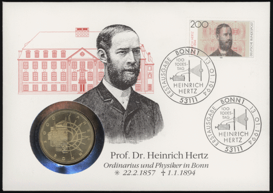 BRD 1989/1994 Numisbrief "Prof. Dr. Heinrich Hertz" 