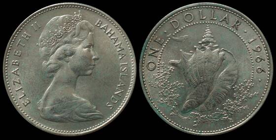 BAHAMAS 1 Dollar Silber 1966