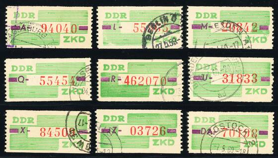 DDR-Dienst MiNr. B 24, komplette Serie mit 9 Stück