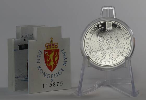 NORWEGEN 50 Kroner 1991 Olympische Winterspiele 1994 in Lillehammer