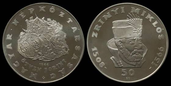 UNGARN 50 Forint Silber 1966, Nikolaus von Zrinyi