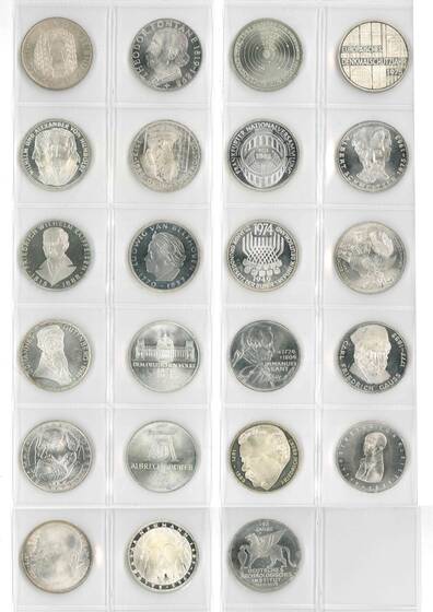 BRD 1966-1979 Silber-Gedenkmünzen zu 5 DM 23 Stück komplett