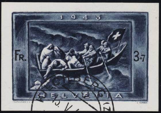 SCHWEIZ 1945 MiNr. 445, Einzelmarke aus Block 11