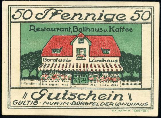 Bremen 1921 Borgfelder Landhaus 161.1 50 Pfg.