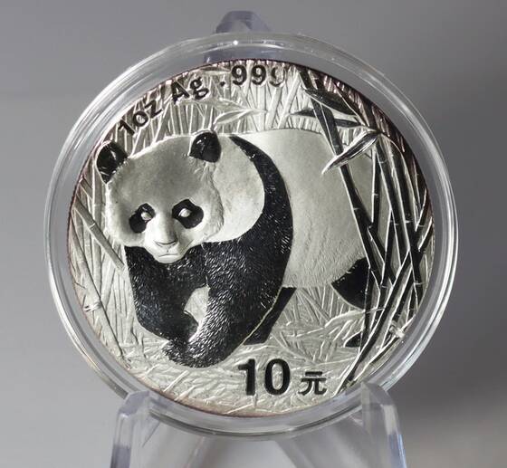 CHINA VR 10 Yuan Panda 2002, Schrägkerbrand