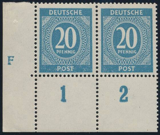 ALL. BES. 1946 MiNr. 924 a DZ Druckerzeichen "F"