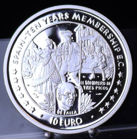 ISLE OF MAN 10 Euro Silber 1996 10 Jahre EG-Mitgliedschaft Spaniens