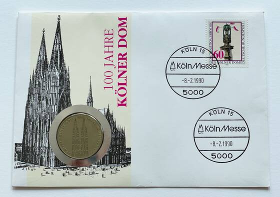 BRD 1980/1990 Numisbrief 100 Jahre Kölner Dom