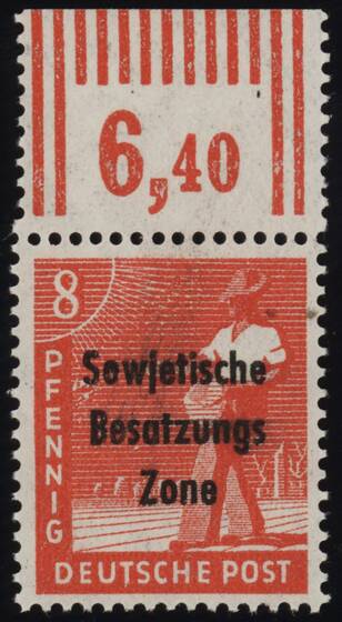 SBZ 1948 MiNr. 184 b W OR Walzendruck-Oberrand