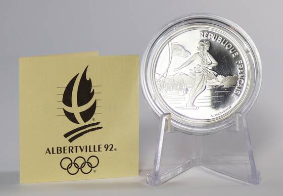 FRANKREICH 100 Francs 1989 Olympische Spiele Albertville 1992