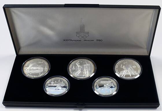 SOWJETUNION 1978-1979, 3 x 10 Rubel, 2 x 5 Rubel Olympische Spiele 1980
