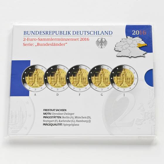 BRD 2016 Serie Bundesländer Sachsen 5 x 2 Euro PP