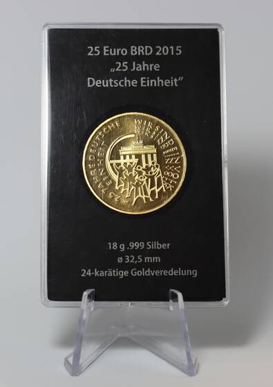 BRD 25 Euro 2015 F 25 Jahre deutsche Einheit mit 24 Karat Goldauflage