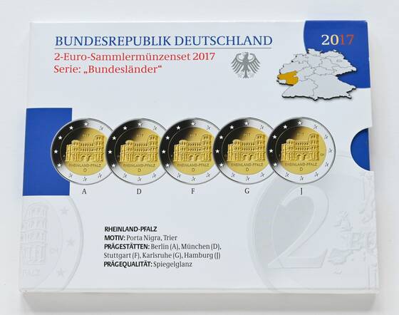 BRD 2017 Serie Bundesländer Rheinland-Pfalz 5 x 2 Euro PP