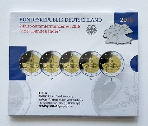BRD 2018 Serie Bundesländer Berlin 5 x 2 Euro PP