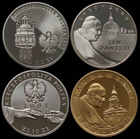 POLEN 2 x 10 Zloty Silber 2005 Johannes Paul II. 