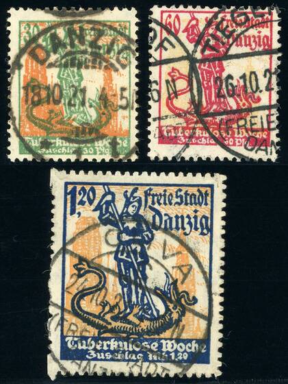 DANZIG 1921 MiNr. 90-92