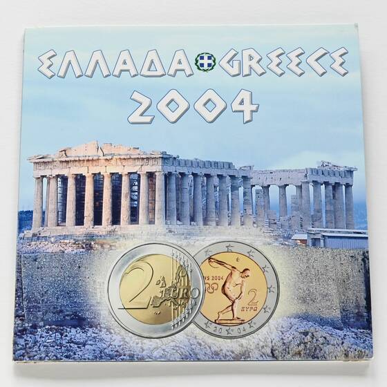 GRIECHENLAND Kursmünzsatz mit Olympia-Sondermünze 2 Euro 2004