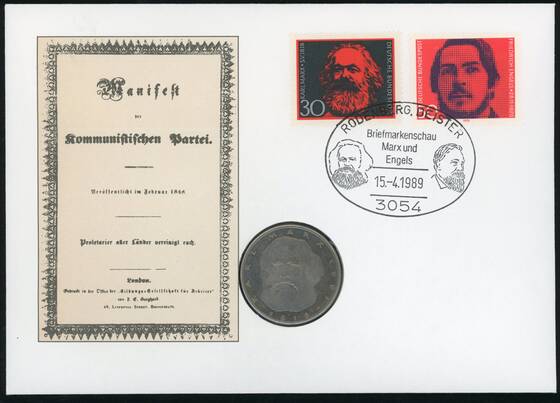 BRD 1983/1989 Numisbrief Marx und Engels