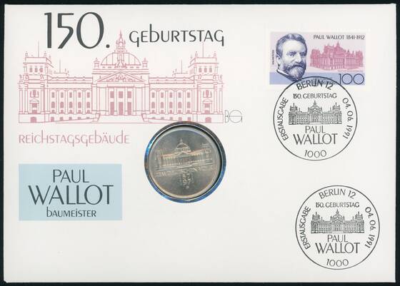 BRD 1971/1991 150. Geburtstag Paul Wallot/Reichstagsgebäude