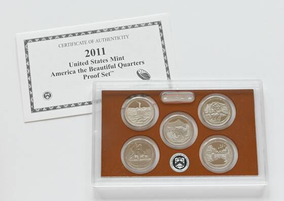 USA 2011 Proof Set America the Beautiful Quarters 5 Münzen