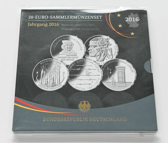 BRD 2016 5 x 20 Euro Gedenkmünzensatz PP