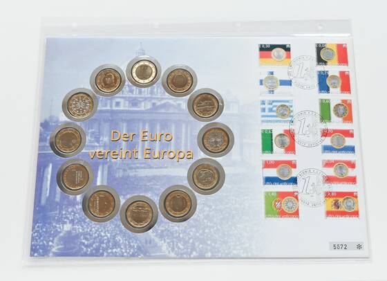 DER EURO VEREINT EUROPA, Numisbrief mit 12 x 1 Euro