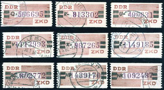 DDR-Dienst B 29, fast komplette Serie mit 9 Stück