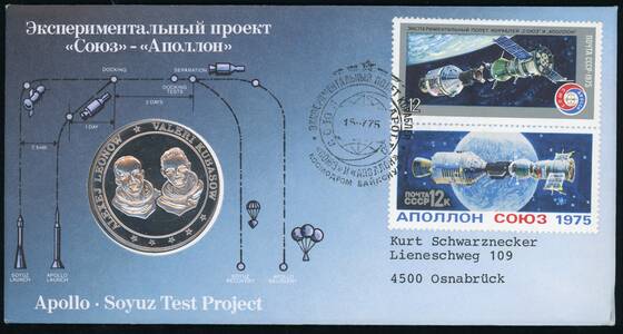 UDSSR 1975 Medaillenbrief Apollo - Soyuz Test Project