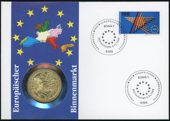 BRD 1987/1992 Numisbrief Europäischer Binnemarkt