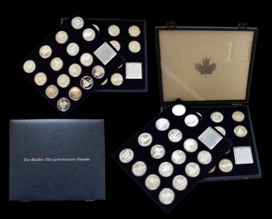 KANADA 1958-2000, komplette Sammlung der Silber-Gedenkdollars