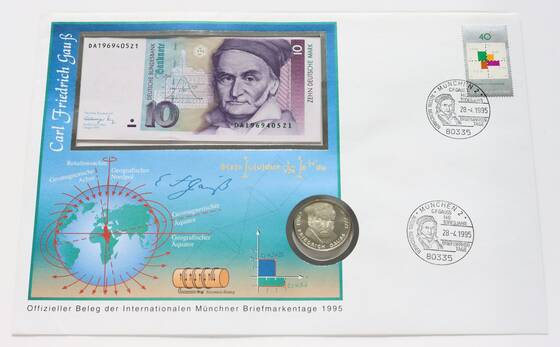 BRD 1977/1995 Numis-Banknotenbrief Carl Friedrich Gauss