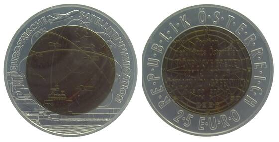 ÖSTERREICH 25 Euro Silber/Niob 2006 Satellitennavigation