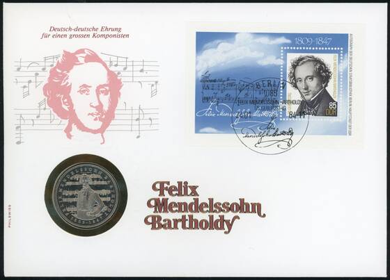 BRD/DDR 1984/1984 Numisbrief Felix Mendelssohn Bartholdy